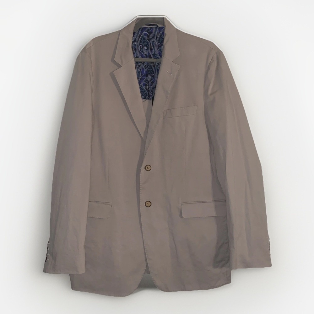 Robert Graham Mens 42 Blazer Classic Fit Sport Coat Beige‎ Stretch Casual Preppy